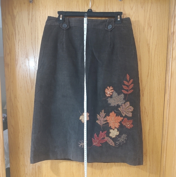 Norton Studio Size 10 Fall Leaves Corduroy Brown Skirt! - Picture 13 of 16